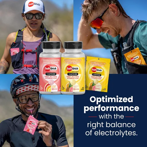 Vista 8 de SaltStick Electrolyte FastChews con cafeína – 60 tabletas masticables Citrus Burst – Tabletas de sal para correr e hidratar, masticables