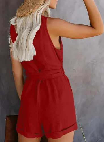 Vista 2 de Dokotoo - Enterizo para mujer, con cuello halter, sin mangas, estampado floral y color sólido