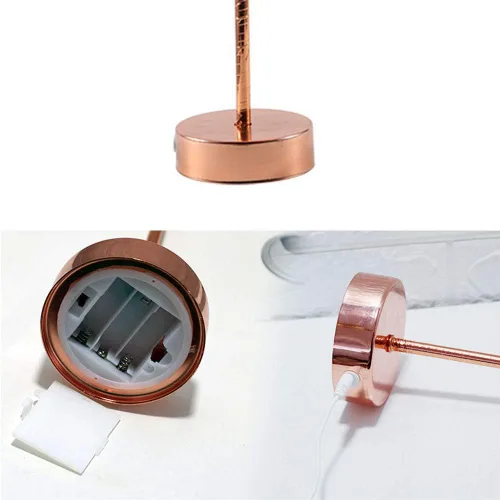 Vista 4 de Lámpara de mesa de árbol de plumas para dormitorios, lámpara de noche LED con interruptor táctil, lámpara de oro rosa, carga USB para guardería