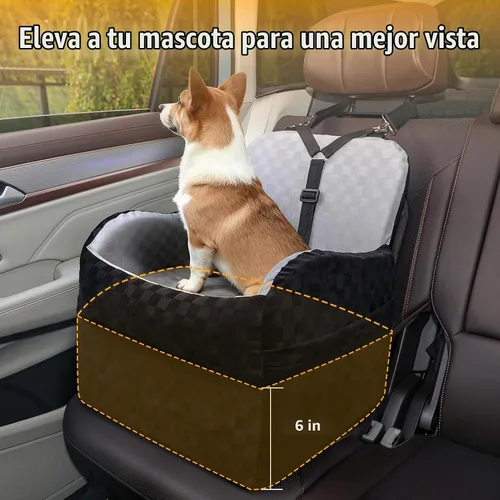 Vista 4 de PETICON Asiento de coche impermeable para perros pequeños y medianos Gris
