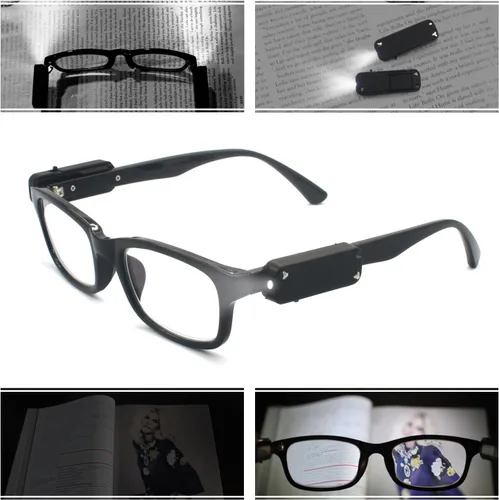 Vista 2 de Gafas de lectura iluminadas LED con lápiz capacitivo 2 en 1 y bolígrafo, negro y tortuga