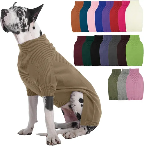 Vista 78 de IECOii Suéter de perro salchicha de cuello alto para perros pequeños, medianos y hembras, elástico y transpirable, abrigo de punto cálido, para Negro