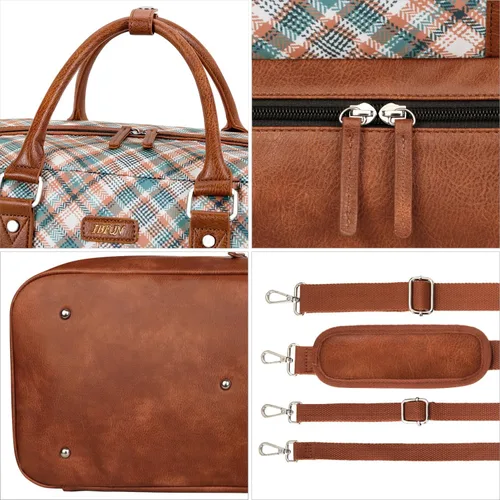 Vista 95 de IBFUN Bolsas de fin de semana para mujer, bolsa grande de lona para viaje, bolsa de viaje con compartimento para zapatos, 21 pulgadas, juego de 3