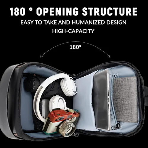 Vista 4 de Bolso cruzado para hombre, bolsa de pecho para hombre con puerto de carga USB, mochila cruzada con hombre, adecuada para uso diario y al aire libre