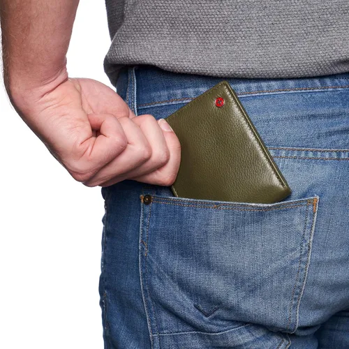Vista 3 de Alpine Swiss RFID - Cartera de piel con 2 compartimentos para documentos de identidad, con ventana dividida, sección para billetes, en caja