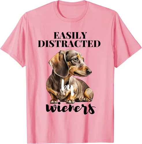 Vista 52 de Easy Distracted By Wieners Dachshund - Camiseta divertida para perro Weiner, Azul
