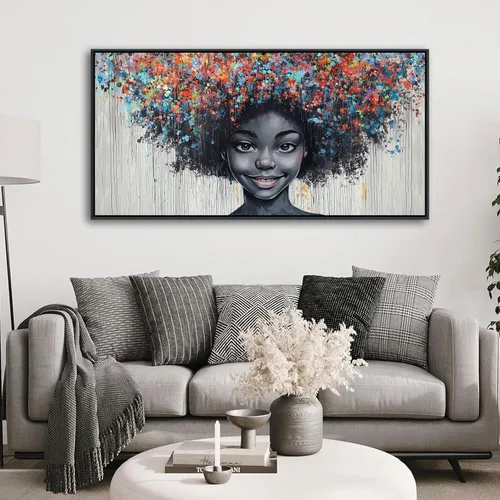 Vista 2 de KLAKLA Arte de Pared de Mujer Negra Mujeres Afroamericanas Decoración de Pared Arte Abstracto Moderno Chica Negra Lienzo Póster Impresiones Cuadros