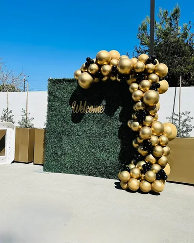 Vista 6 de Globos de látex dorados, 55 globos dorados metálicos de 12 pulgadas con 1 cinta para cumpleaños, graduación, baby shower, decoración de fiesta