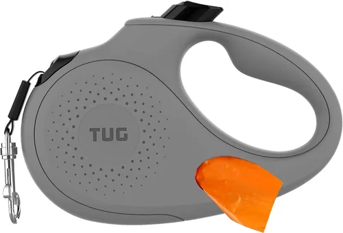 Vista 8 de TUG Correa retráctil ovalada de 360° sin enredos para perro con dispensador de bolsas de basura integrado (tamaño pequeño, negro)