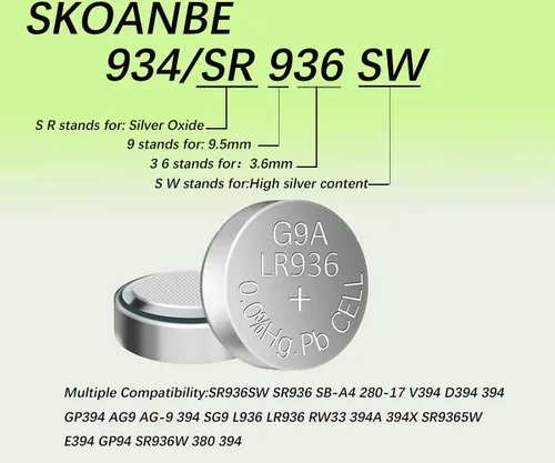 Vista 2 de SKOANBE SR936SW 394 AG9 1.5V botón de la moneda de la batería del reloj (10 unidades)