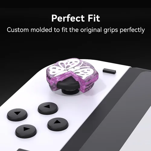 Vista 3 de GeekShare Bonitas tapas de silicona para el pulgar, funda de joystick compatible con Nintendo SwitchOLEDSwitch Lite, 4 unidades, mariposa