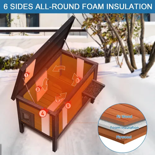 Vista 3 de FunXplore Casa para Gatos Exterior Aislada Refugio para Gatos Ferales Resistente a la Intemperie para Invierno con Puerta de Escape de Espuma