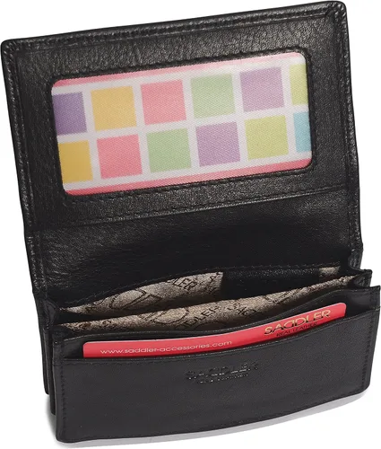 Vista 4 de SADDLER - Tarjetero de piel de lujo para mujer, con tarjetero de visita, tarjetero, tarjetero, funda de diseño con RFID para damas, caja de regalo