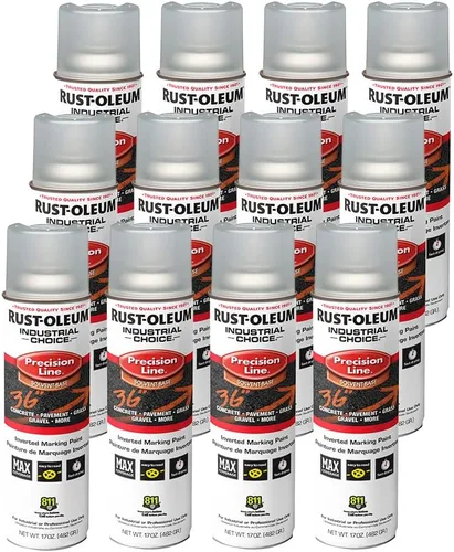 Vista 44 de Rust-Oleum 203035-12PK Pintura en aerosol invertida industrial a base de agua, 17 onzas, naranja alerta APWA, paquete de 12 unidades APWA Alerta