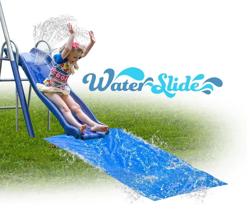 Vista 4 de Free N' Swing Plus con tobogán acuático de 5 pies y lona deslizante de 6 pies - 7 usuarios/5 estaciones, fácil montaje, marco de metal galvanizado