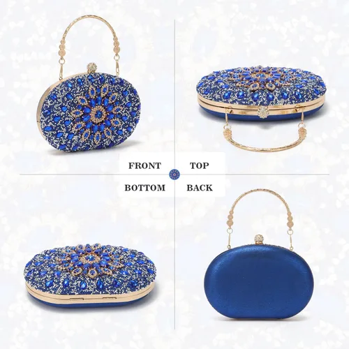 Vista 2 de Bolso de mano de noche con diamantes de imitación para mujer, bolsa de mano con diamantes brillantes y brillantes, bolsa de fiesta de boda de cristal