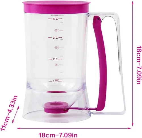 Vista 6 de Dispensador de masa para panqueques - Dispensador separador de masa, dispensador de mano para cupcakes, embudo de masa, taza de medición