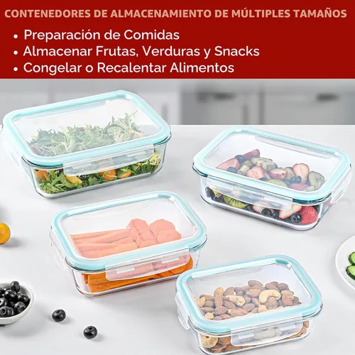Vista 4 de GEHE Paquete de 4 recipientes grandes de almacenamiento de vidrio con tapas herméticas, recipientes de almacenamiento de alimentos de 78/52/36/22