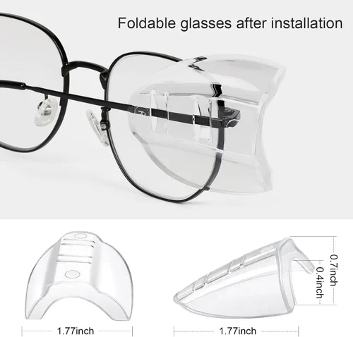 Vista 11 de 2/4/6/10 pares de protectores laterales para gafas, protectores laterales para gafas graduadas Windproof, dustproof, particle proof, lightweight
