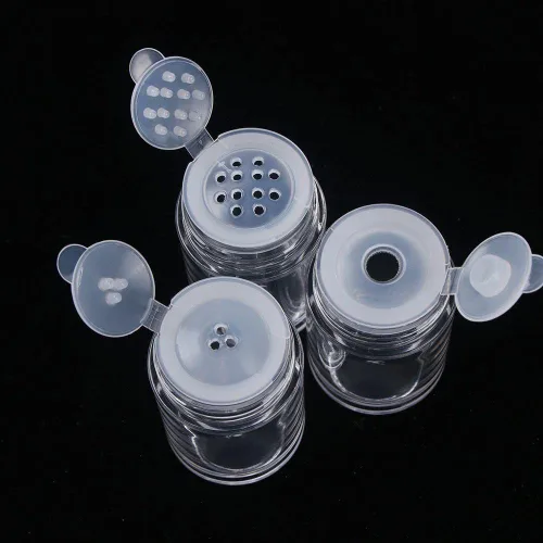 Vista 9 de RAYNAG 6 botellas vacías de polvo suelto para viajes, cosméticos con purpurina en polvo, para sombra de ojos, botella agitadora con tamiz y tapas