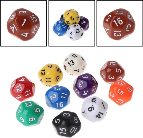 Vista 2 de 10 dados poliédricos D16 de 16 caras para juegos de mesa