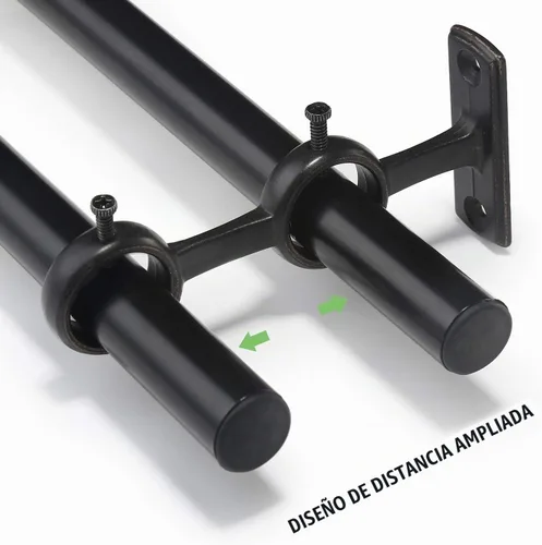 Vista 4 de Goowin Soporte doble para cortinero, 2 ganchos para sala de estar, dormitorio, cortinero (negro)