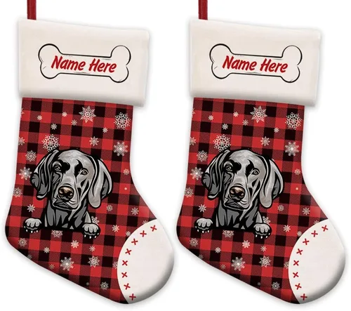 Vista 14 de Foto personalizada, Feliz Navidad, búfalo rojo, a cuadros, feliz perro, calcetín de Navidad, copo de nieve, decoración de vacaciones, calcetín