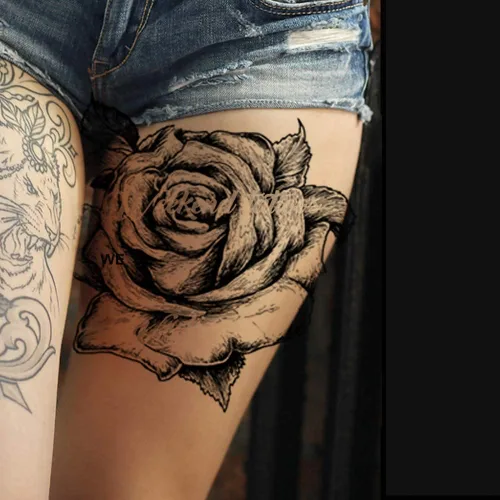 Vista 2 de Pegar en flores rosas flora flores adulto tatuaje temporal transferencia femenino cuerpo arte transferencias mujeres realista impermeable flora