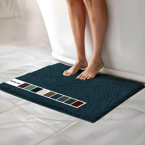 Vista 69 de Muddy Mat Alfombras de Baño de Chenilla de Microfibra de Secado Rápido Antideslizantes Lavables, Extra Gruesas, Suaves y Altamente Absorbentes Gris