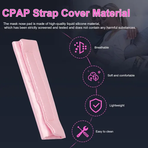 Vista 6 de Paquete de 8 correas faciales CPAP, almohadillas de satén CPAP para mascarilla, fundas universales para la apnea del sueño, suministros de cojín