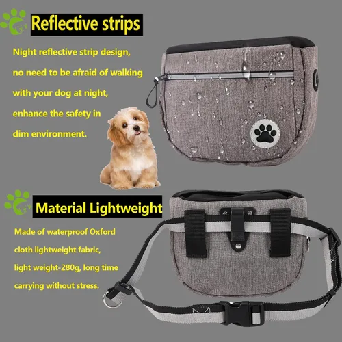 Vista 9 de Bolsa grande de 7 tazas para golosinas para perros con clicker, bolsas para entrenamiento de mascotas, bolsa de cierre automático cruzado