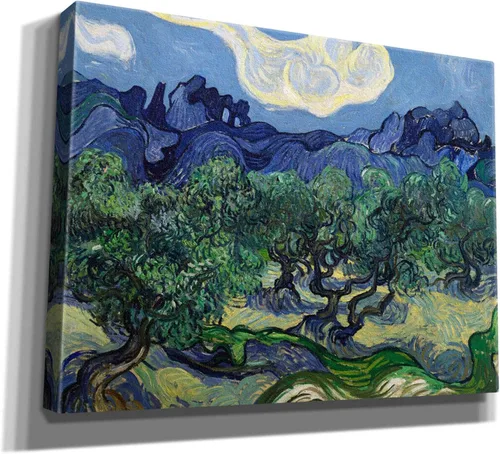 Vista 4 de Epic Graffiti Lienzo decorativo para pared con texto en inglés "The Olive Trees" de Vincent Van Gogh, 16 x 12 pulgadas