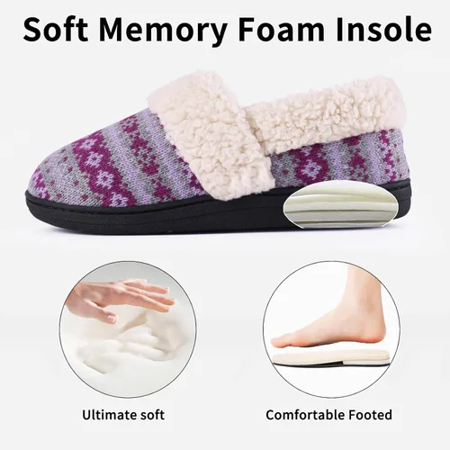 Vista 4 de Evshine Pantuflas mullidas de espuma viscoelástica con parte trasera cerrada para mujer, con forro polar, para interiores y exteriores