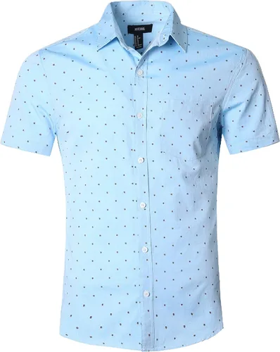 Vista 18 de Camisa de vestir de manga corta para hombre, ajuste regular, con botones, casual, con estampado único Grandes estrellas de la marina