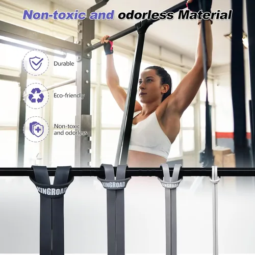 Vista 4 de Bandas de resistencia para asistencia en dominadas, juego de 5 bandas de resistencia de alta resistencia para estiramiento, bandas de fitness
