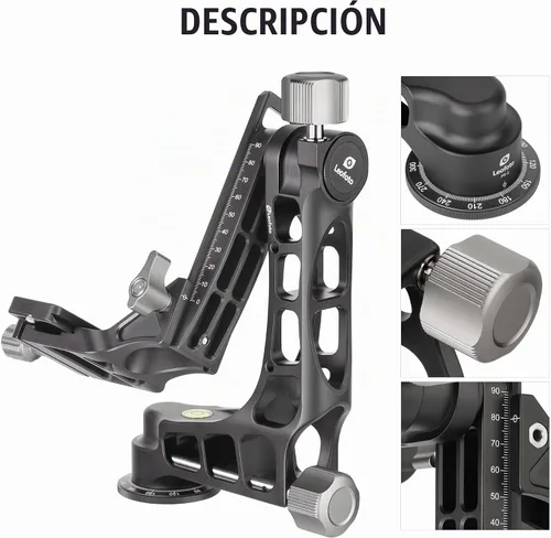 Vista 7 de Leofoto Negro PG-1 - Cabezal de trípode de cardán resistente ligero compatible con Arca