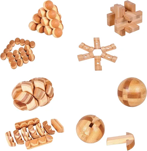 Vista 8 de Paquete de 18 Rompecabezas de Madera para el Cerebro Juguetes para Aliviar el Estrés Rompecabezas de Rebaba de Madera Rompecabezas para el Cerebro