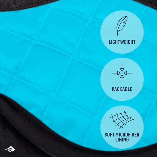 Vista 3 de Sea to Summit TravellingLight - Máscara de viaje para dormir, color azul atolón Quilted Cordura nylon travel sleep mask with a soft microfiber