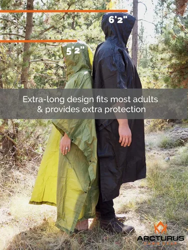 Vista 11 de Arcturus - Poncho ligero de nailon Ripstop con capucha ajustable