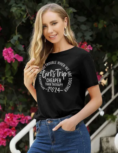 Vista 3 de Camiseta de manga corta con estampado de letras divertidas para niñas 2024