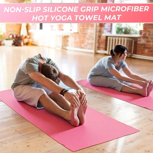 Vista 7 de Tenceur Paquete de 2 toallas de sudor de yoga caliente de 24 x 72 pulgadas, antideslizantes, toallas de microfibra absorbente para pilates