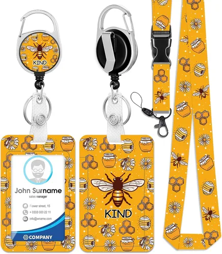 Vista 13 de HAKUNEI Be Kind Daisy - Soporte para tarjetas de identificación con cordón de separación, soporte positivo con carrete, retráctil, desmontable