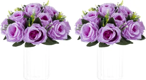 Vista 18 de NUPTIO Arreglo de Bolas de Flores en Ramo - 2 Piezas de 9.5 Pulgadas de Diámetro Bolas de Flores Falsas Carmesí Rosas para Centros de Mesa Mesas