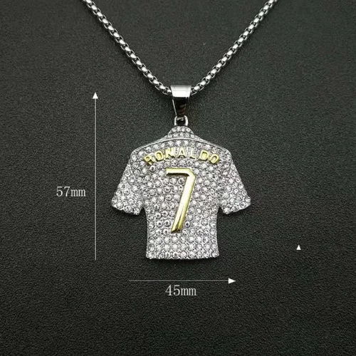 Vista 2 de Colgante de Camiseta de Fútbol Número 7, Collar de Fútbol de Camiseta No. 7 para Hombres, Collar de Fútbol de Número Dorado Plateado Joyería