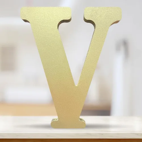 Vista 10 de Letras de madera doradas 3D de 4 pulgadas, alfabeto de madera sin terminar para tablero de cartas, decoración de pared, bricolaje, pintado