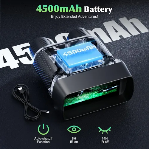 Vista 5 de Gafas de visión nocturna, binoculares de visión nocturna de 4K UHD con video e imagen de 36MP, pantalla de 4.5", batería recargable de 4500mAh