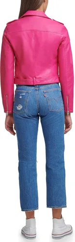 Vista 2 de Levi's - Chaqueta de motociclista de piel con cinturón para mujer (tallas estándar y extragrandes)