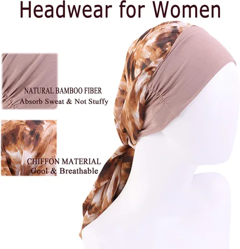 Vista 2 de Gorros para la cabeza para mujer, gorro para dormir, bufanda para calvos, sombreros de cáncer, turbantes