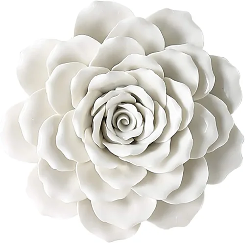Vista 9 de Decoración de pared de flores de cerámica con rosas artificiales 3D, arte de pared para sala de estar, hogar, pasillo, dormitorio, cocina, granja
