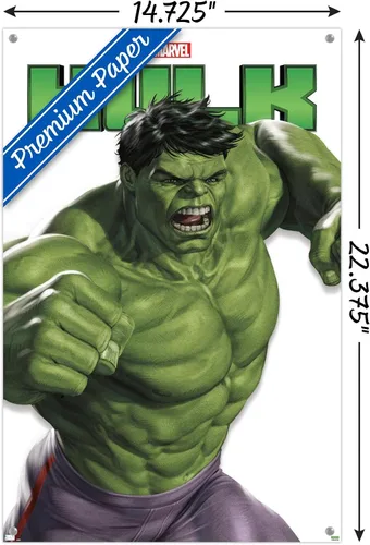 Vista 3 de Trends International Marvel Comics - Póster de pared de la serie de características de Hulk, 14.72 x 22.37 pulgadas, paquete de póster premium